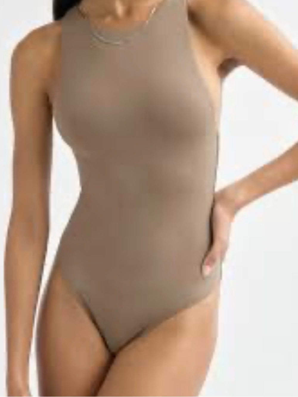 Babaton Ribbed Sleeveless Bodysuit in Taupe